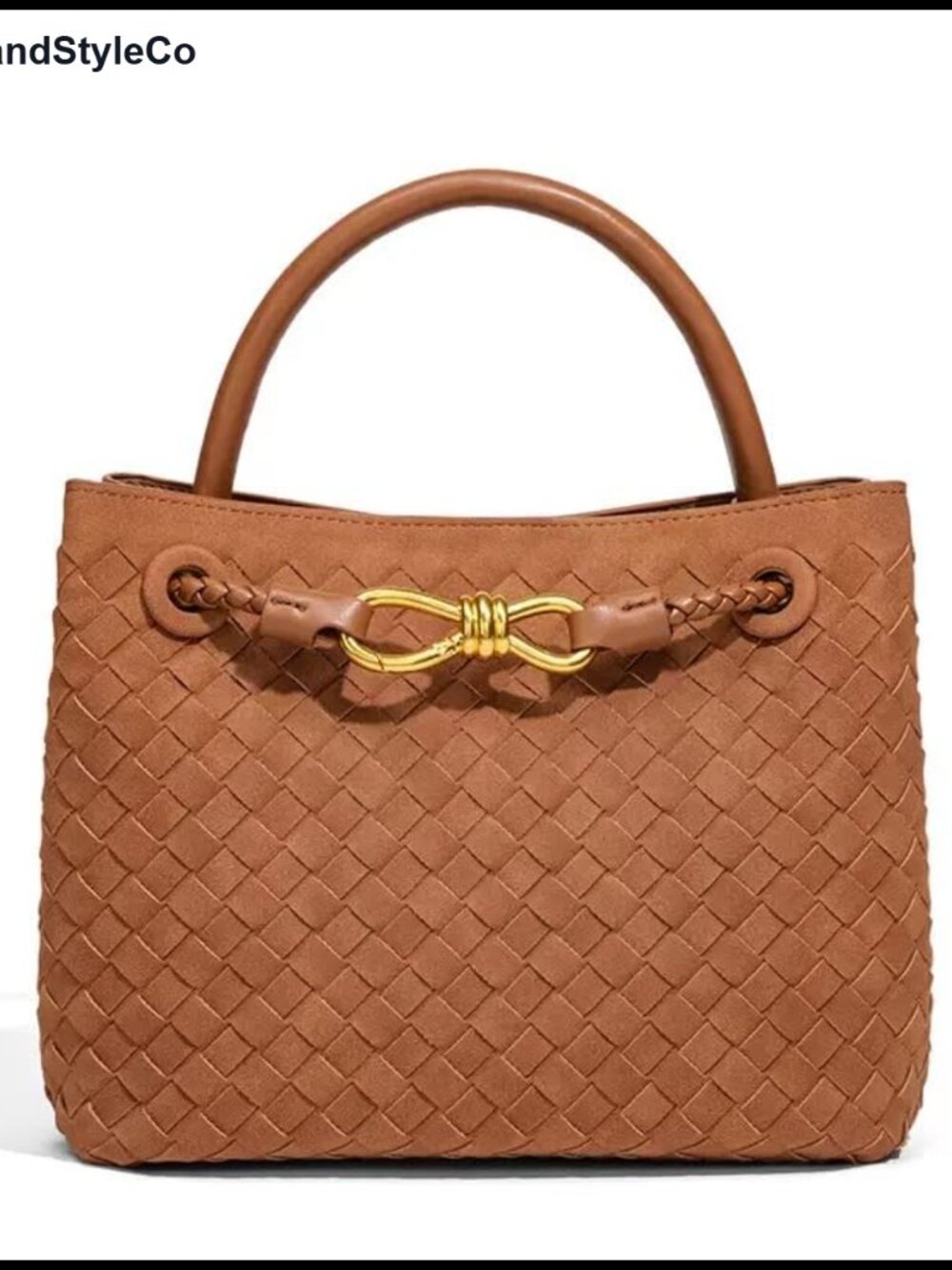 Woven Tote Bag Faux Leather Women Shoulder Handbag Top Handle Purses